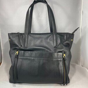 Cole Haan Black Leather Zipping Tote